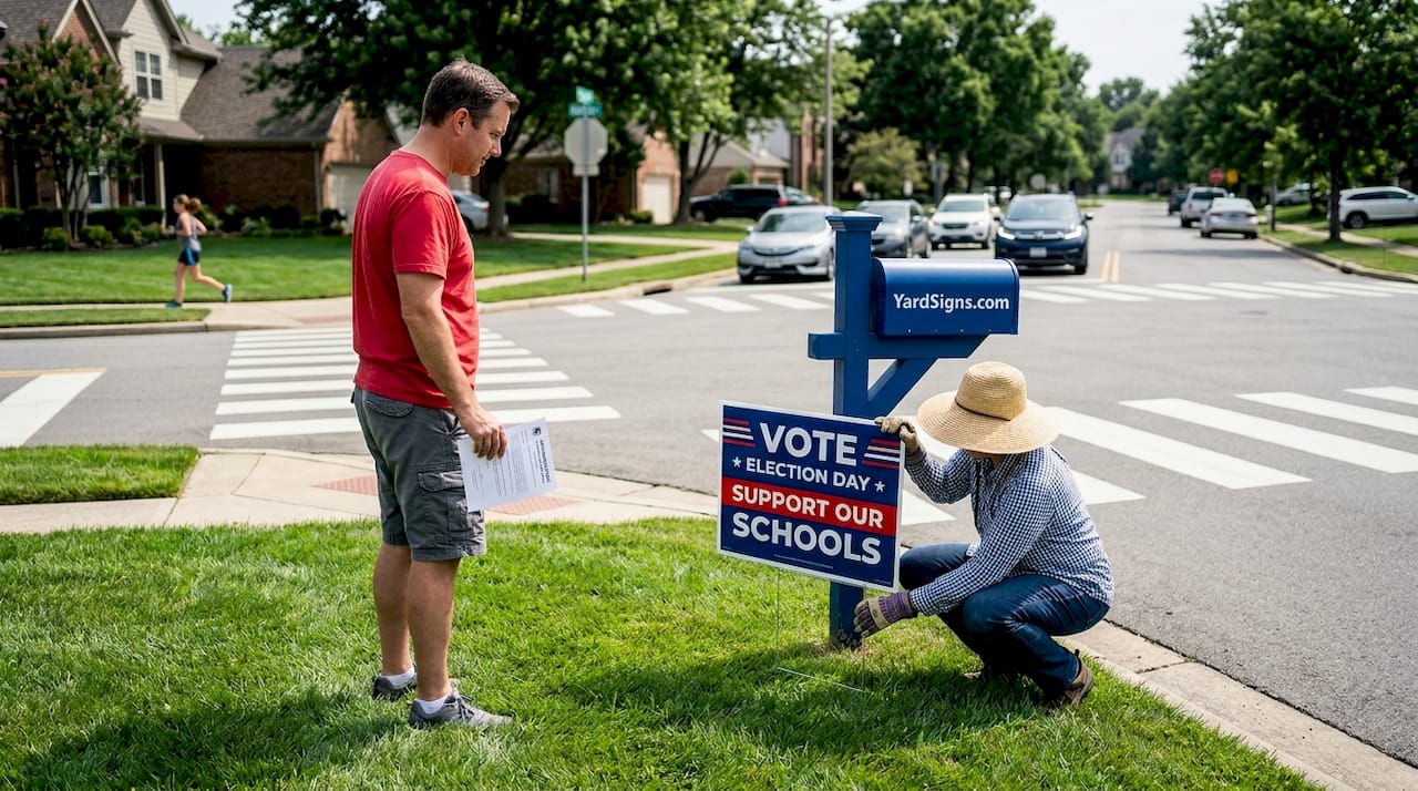 Election sign placed on visible corner lot