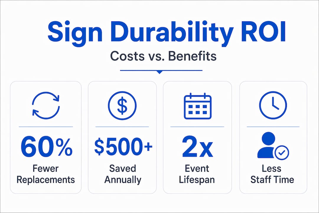 Infographic with signage durability cost savings statistics