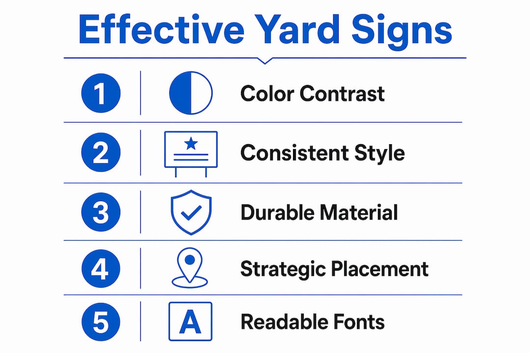 Infographic showing five key yard sign design principles