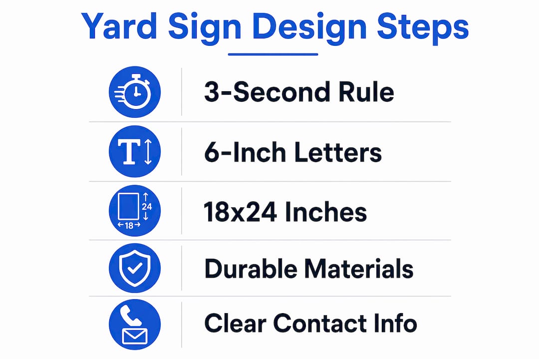 Infographic showing yard sign design steps