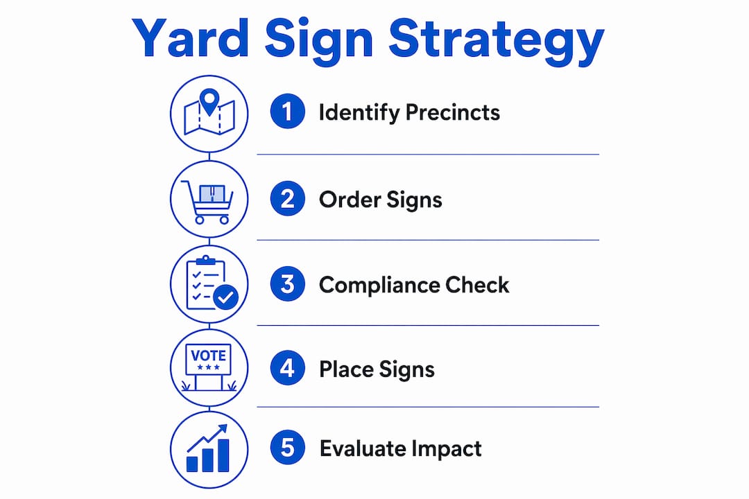 Infographic showing steps of yard sign placement strategy