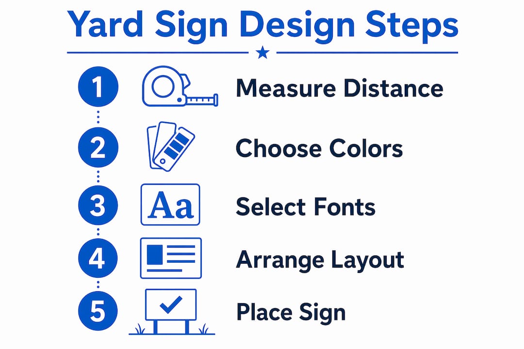 Infographic outlining five steps of yard sign design
