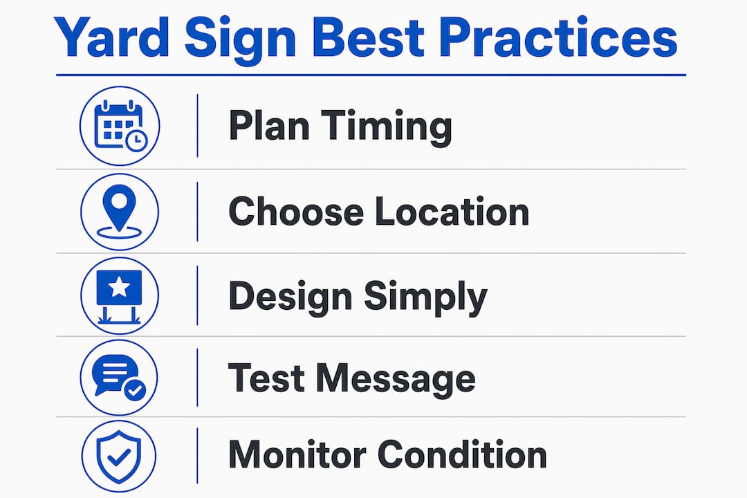 Infographic detailing best practices for yard sign marketing