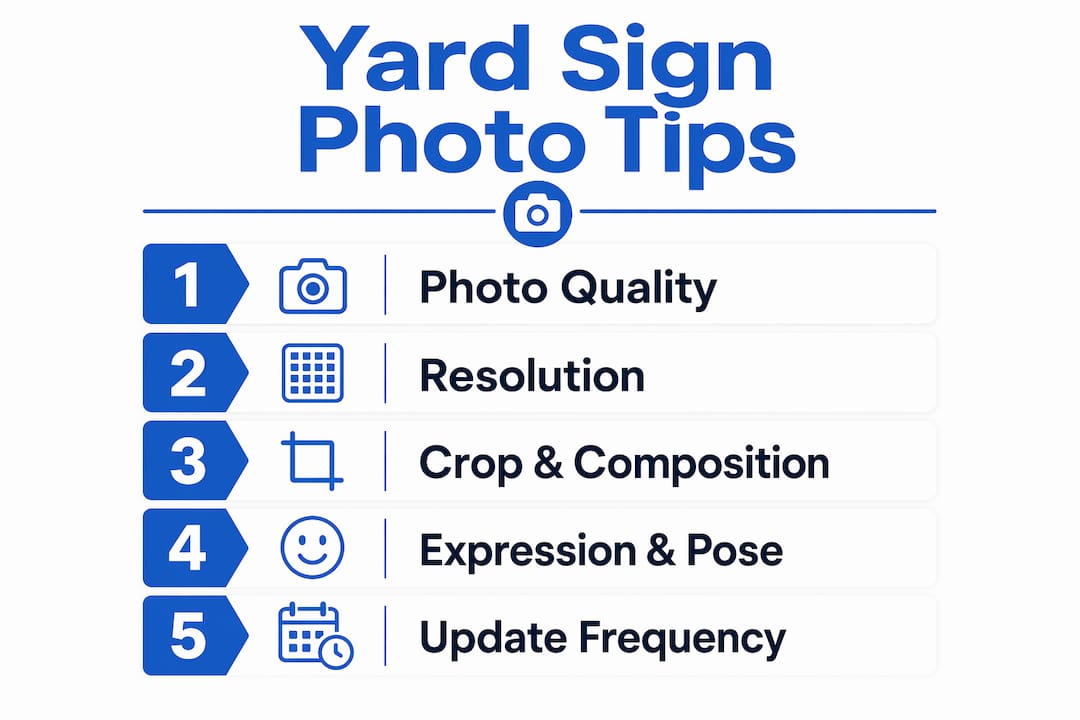 Infographic showing best practices for yard sign photos