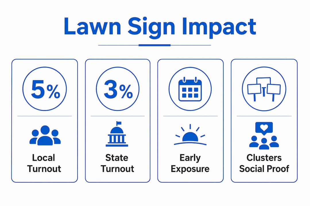 Infographic showing key stats of lawn sign effectiveness