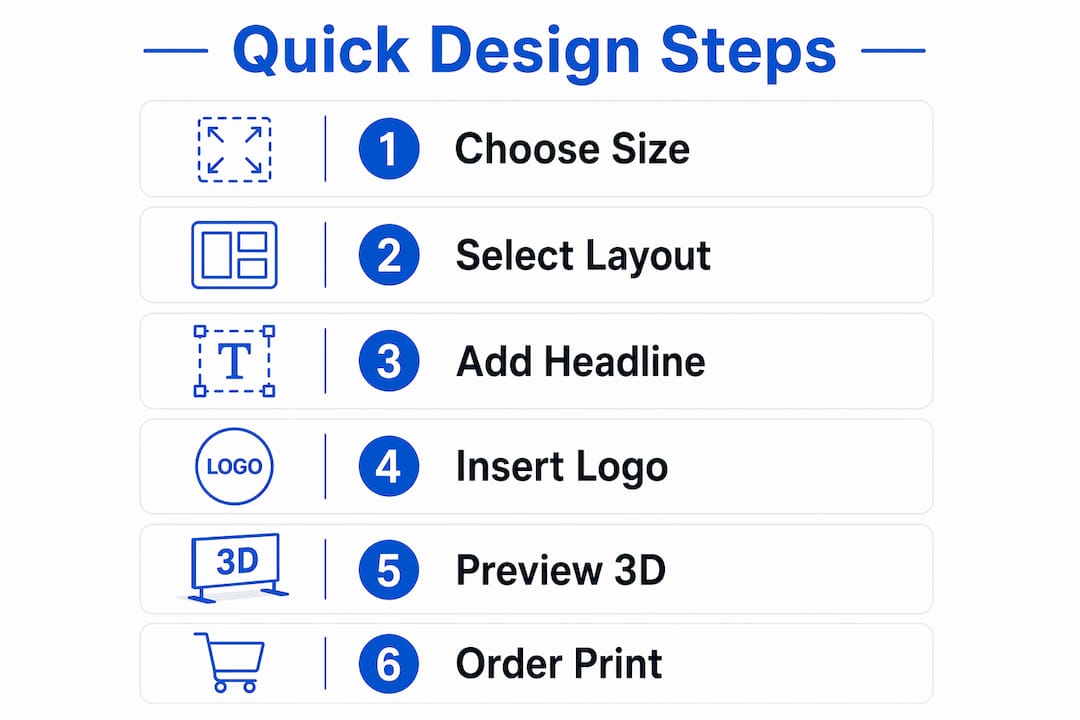 Infographic showing quick lawn sign design steps