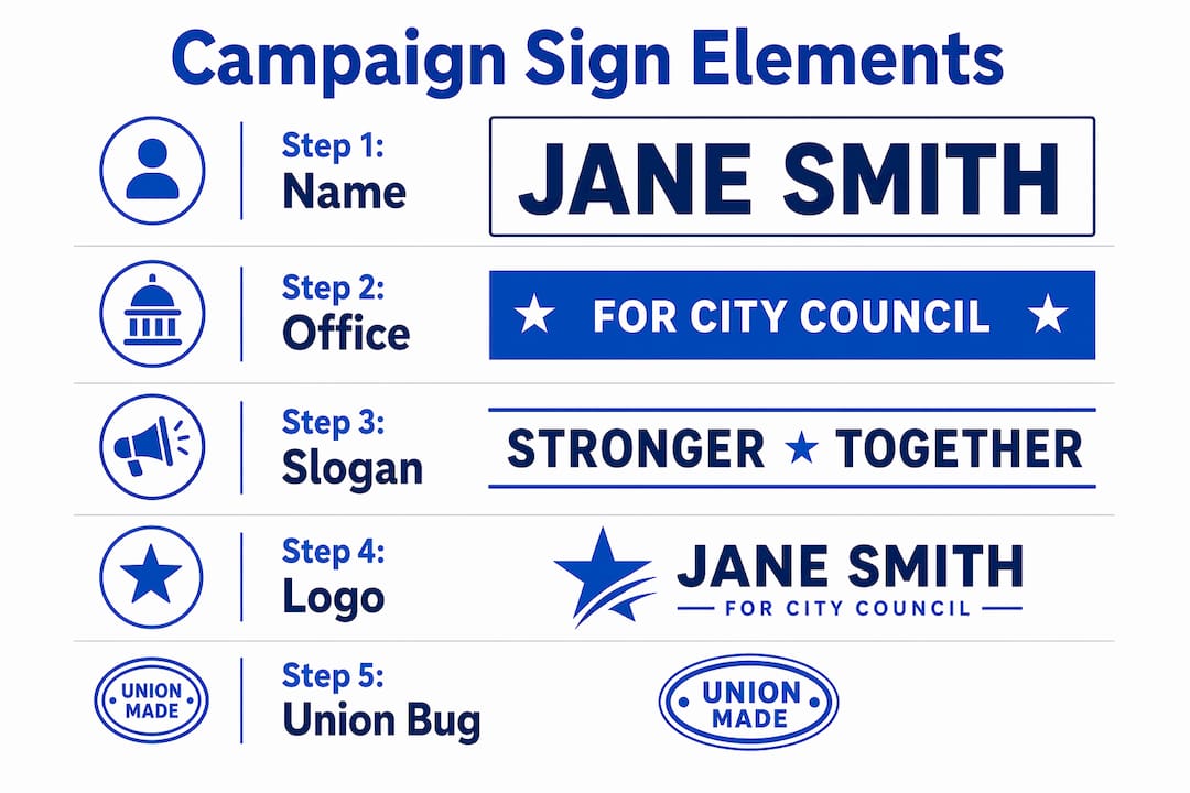 Infographic listing key political sign elements