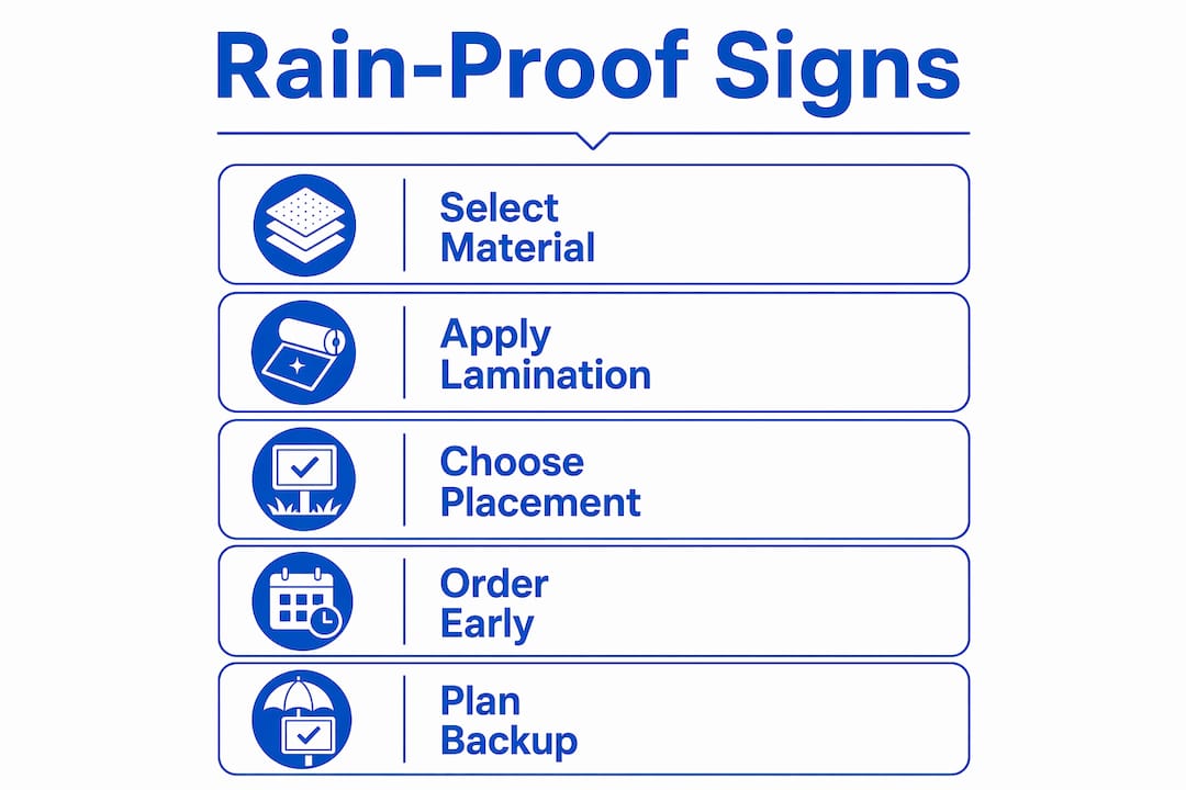 Infographic showing rain-proof signage process steps
