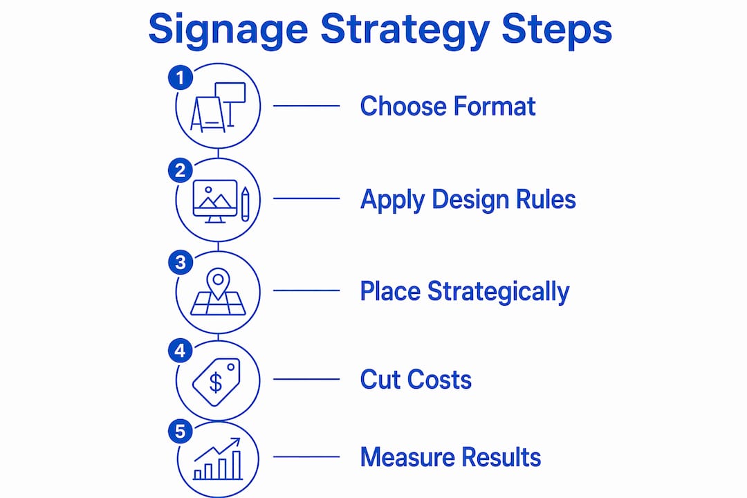 Infographic showing outdoor signage strategy steps