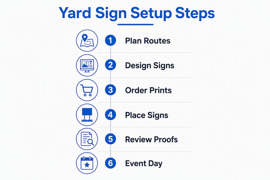 Infographic outlining yard sign setup steps