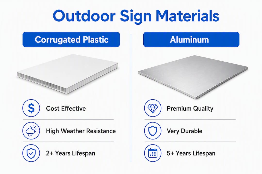 Infographic comparing outdoor sign materials