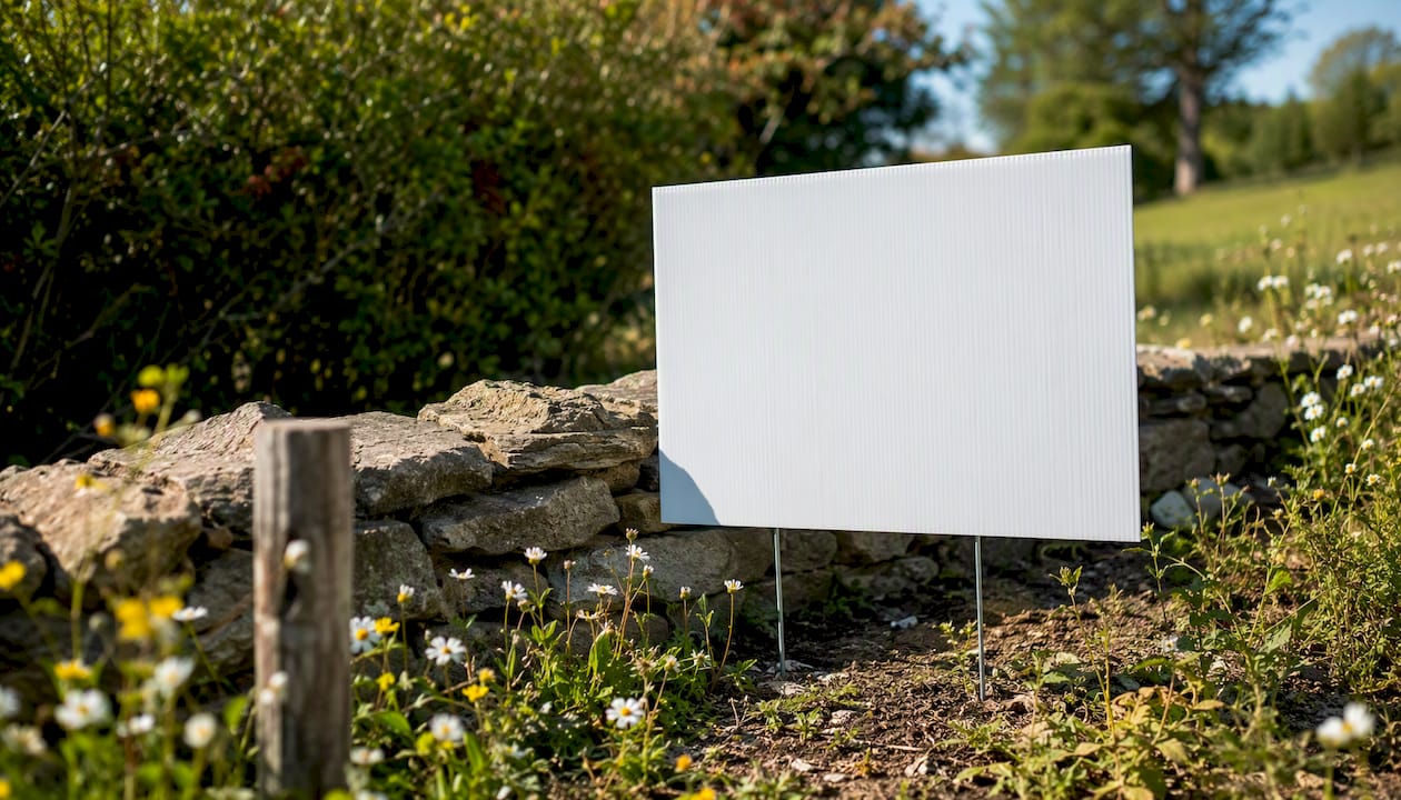 Close-up of 4mm coroplast yard sign edge