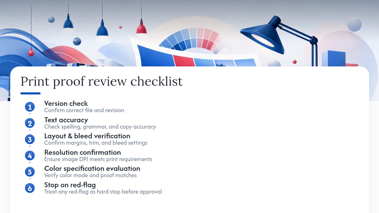 Print proof review checklist infographic