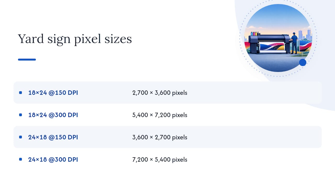 DPI comparison for yard sign pixel dimensions
