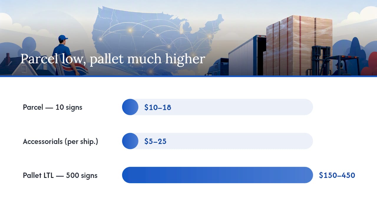 How Do You Estimate Yard Sign Shipping Cost Step by Step? — overview diagram