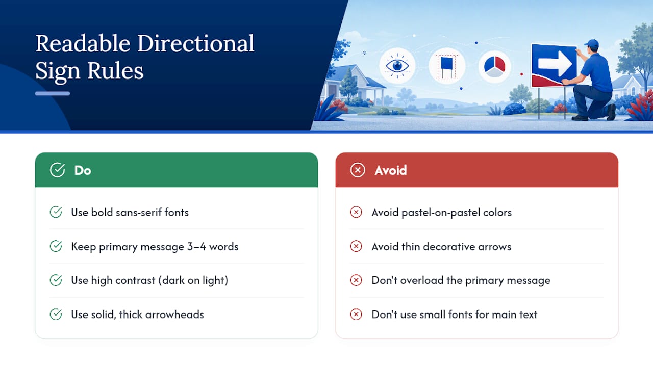 What Makes a Directional Sign Actually Readable? — overview diagram