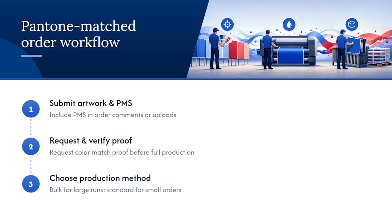 Three-step Pantone matching order workflow
