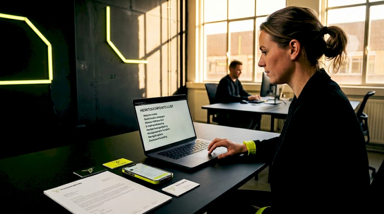De projectmanager stemt de merkintroductie af en loopt samen de lijst met klantcontactmomenten door.