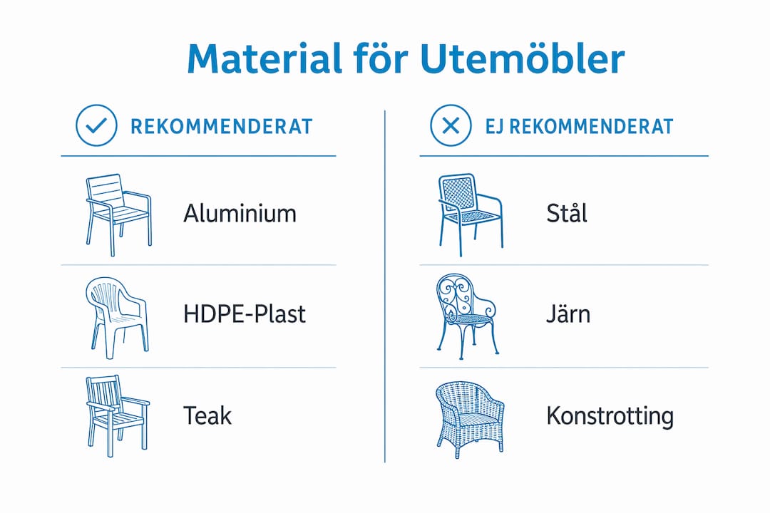 Översikt: Vilka material passar bäst till utemöbler – och vilka bör undvikas?