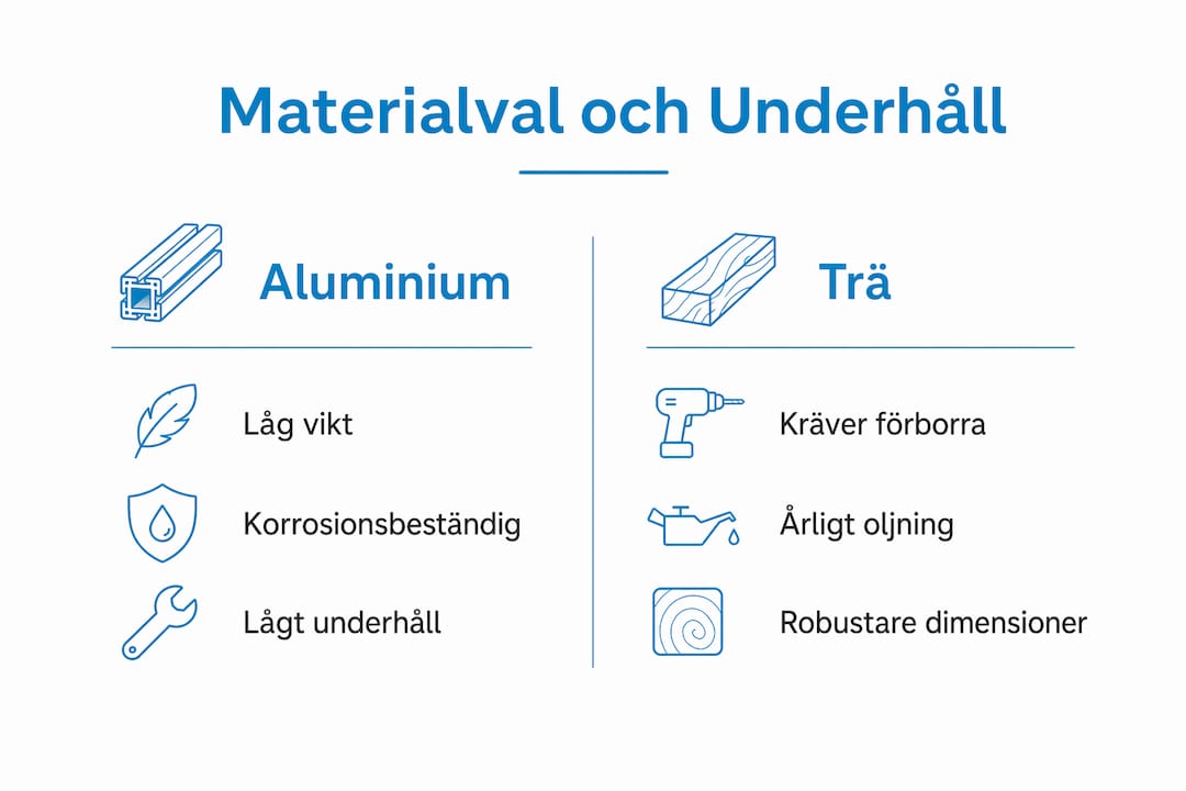 Infografik: Jämförelse mellan möbler i aluminium och trä – för- och nackdelar