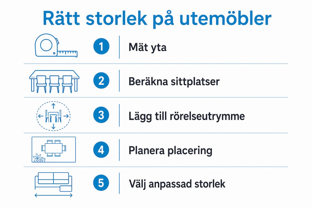 Så väljer du rätt storlek på utemöbler – steg för steg i vår infografik