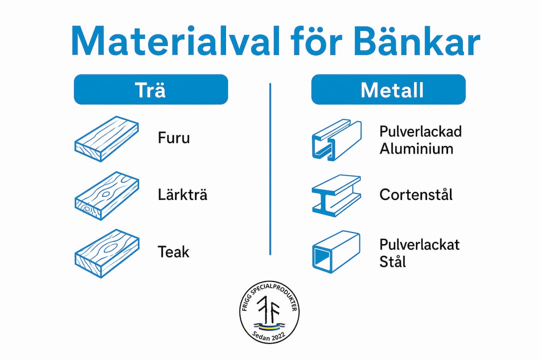 Infografik: Så väljer du hållbara material till trädgårdsbänkar i norra Sverige