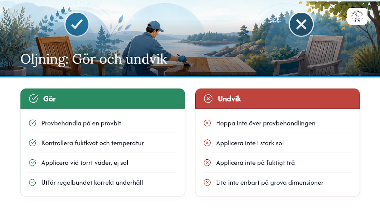 Schema över steg för att applicera träolja
