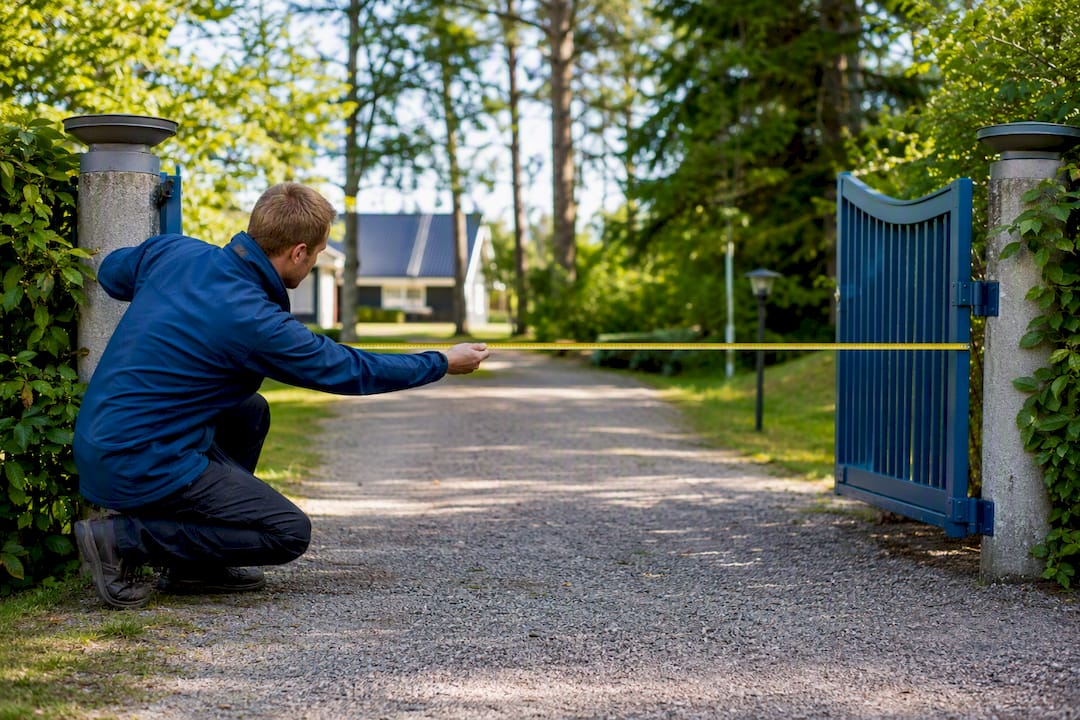 Mätning av fri bredd vid infarten till tomten
