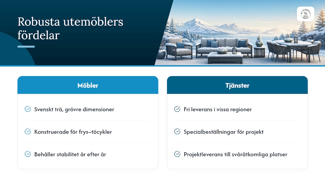 Robusta utemöbler byggda för snö och kyla — overview diagram