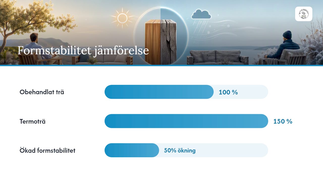 Jämförelse av formstabiliteten hos termobehandlat trä