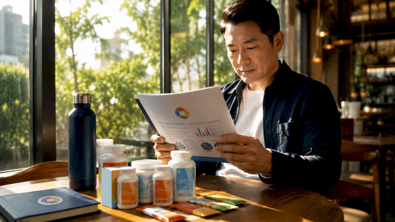 Executive reviewing health company's growth strategy