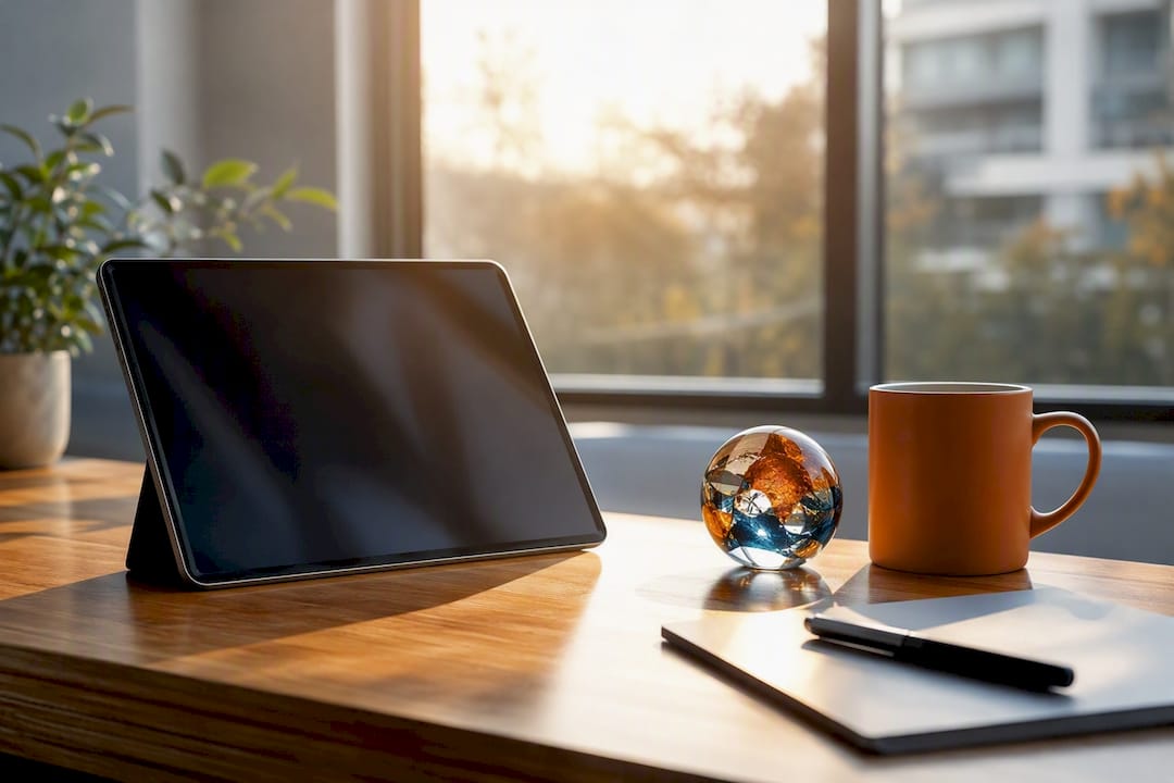 Office desk showing connected competency framework tools