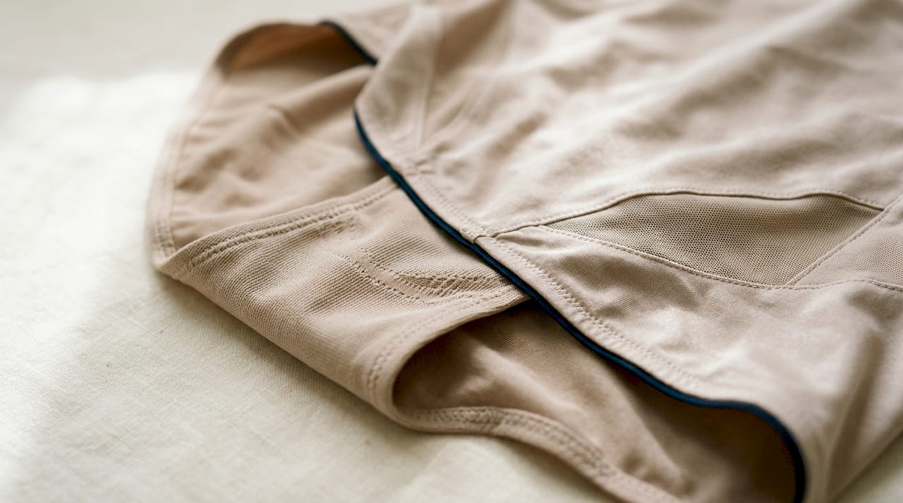 Close-up of double layer shapewear fabric textures