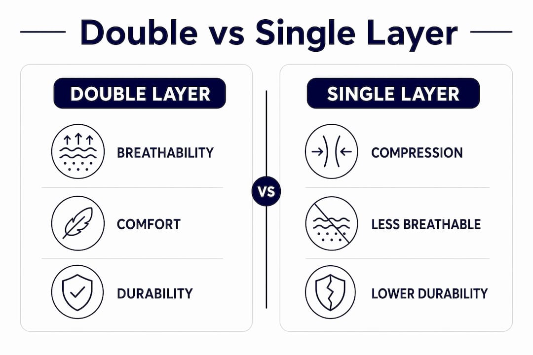 Infographic comparing double and single layer shapewear benefits