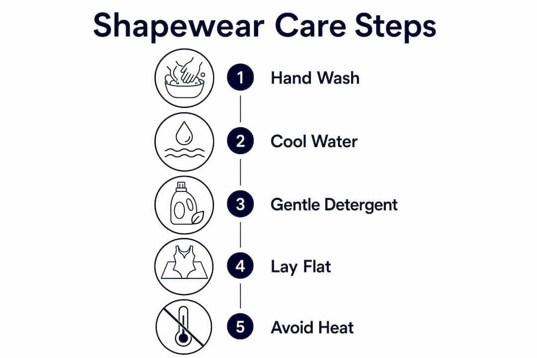 Infographic summarizing shapewear care steps