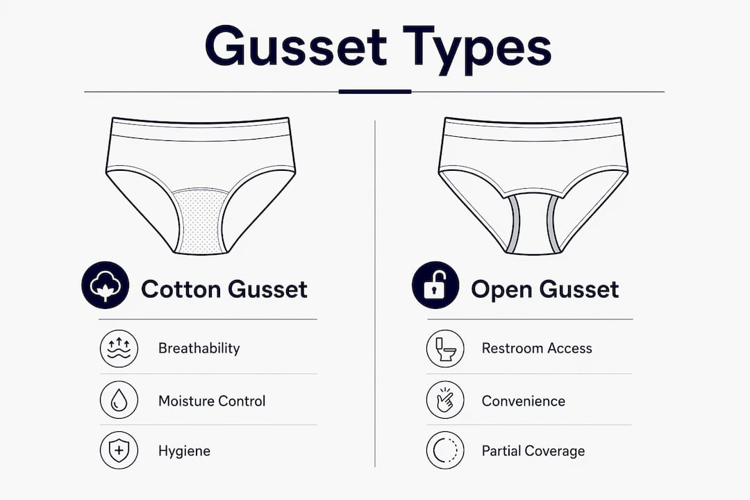 Infographic comparing cotton and open gusset shapewear