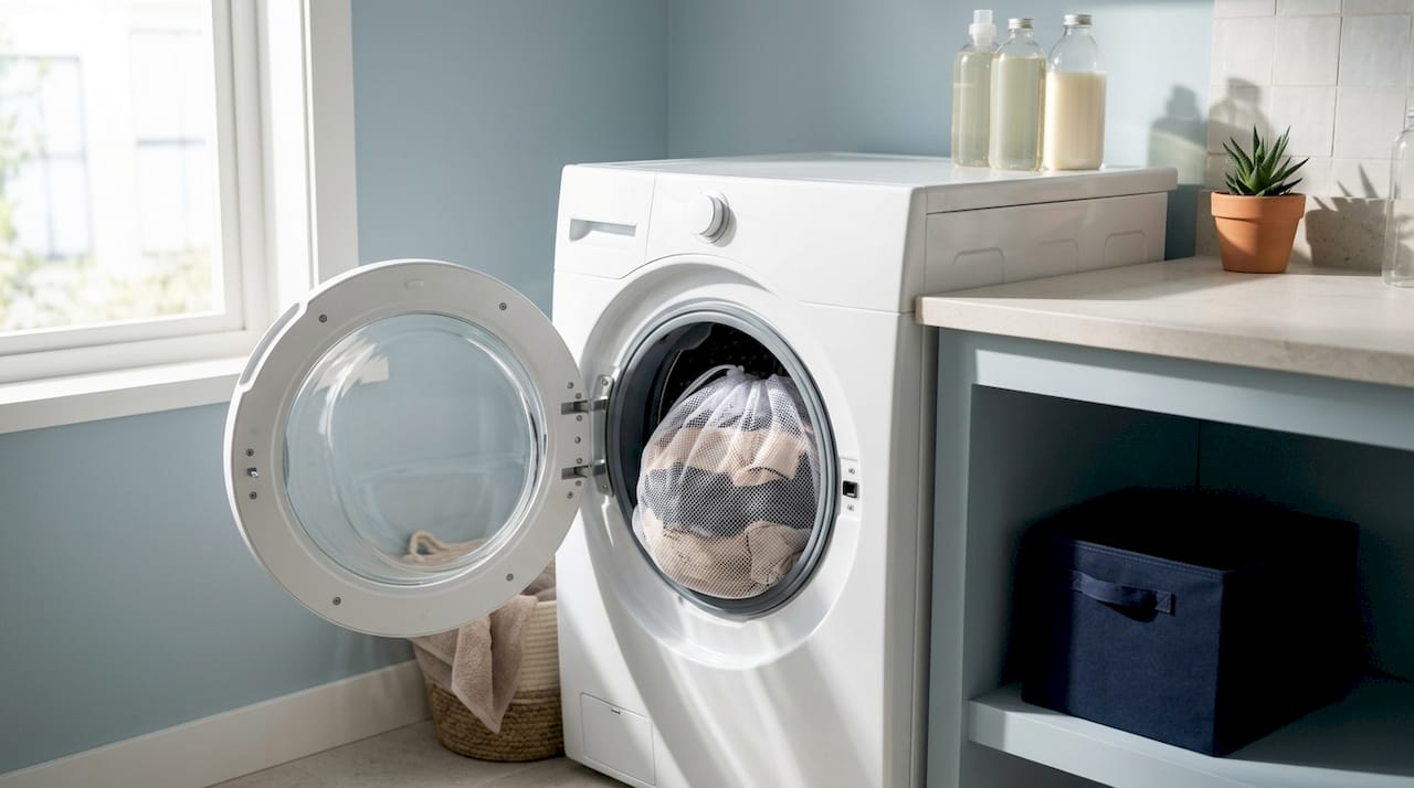 Washing machine with shapewear in laundry bag