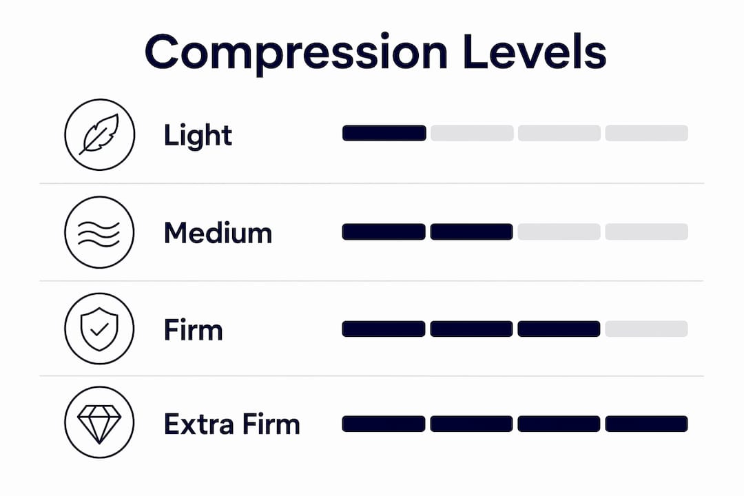 Infographic illustrating shapewear compression levels hierarchy