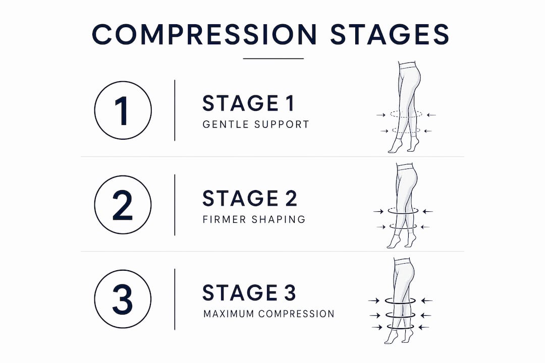 Infographic showing shapewear compression stages