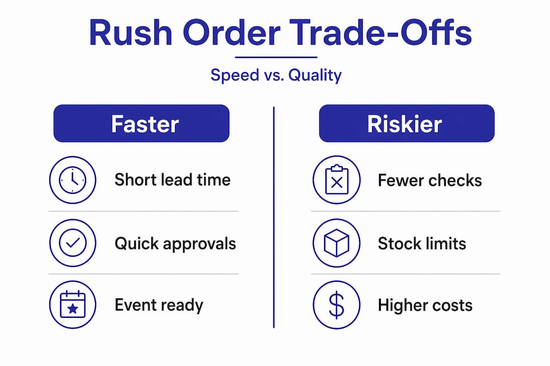 Infographic comparing rush order speed and risks
