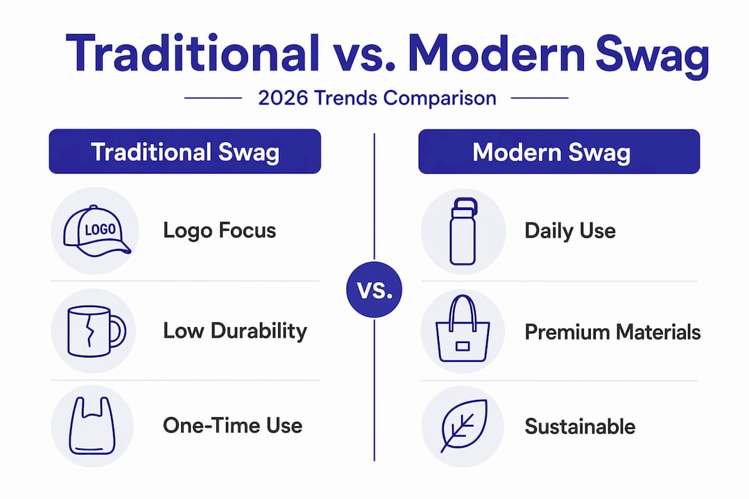 Infographic comparing traditional and modern swag trends
