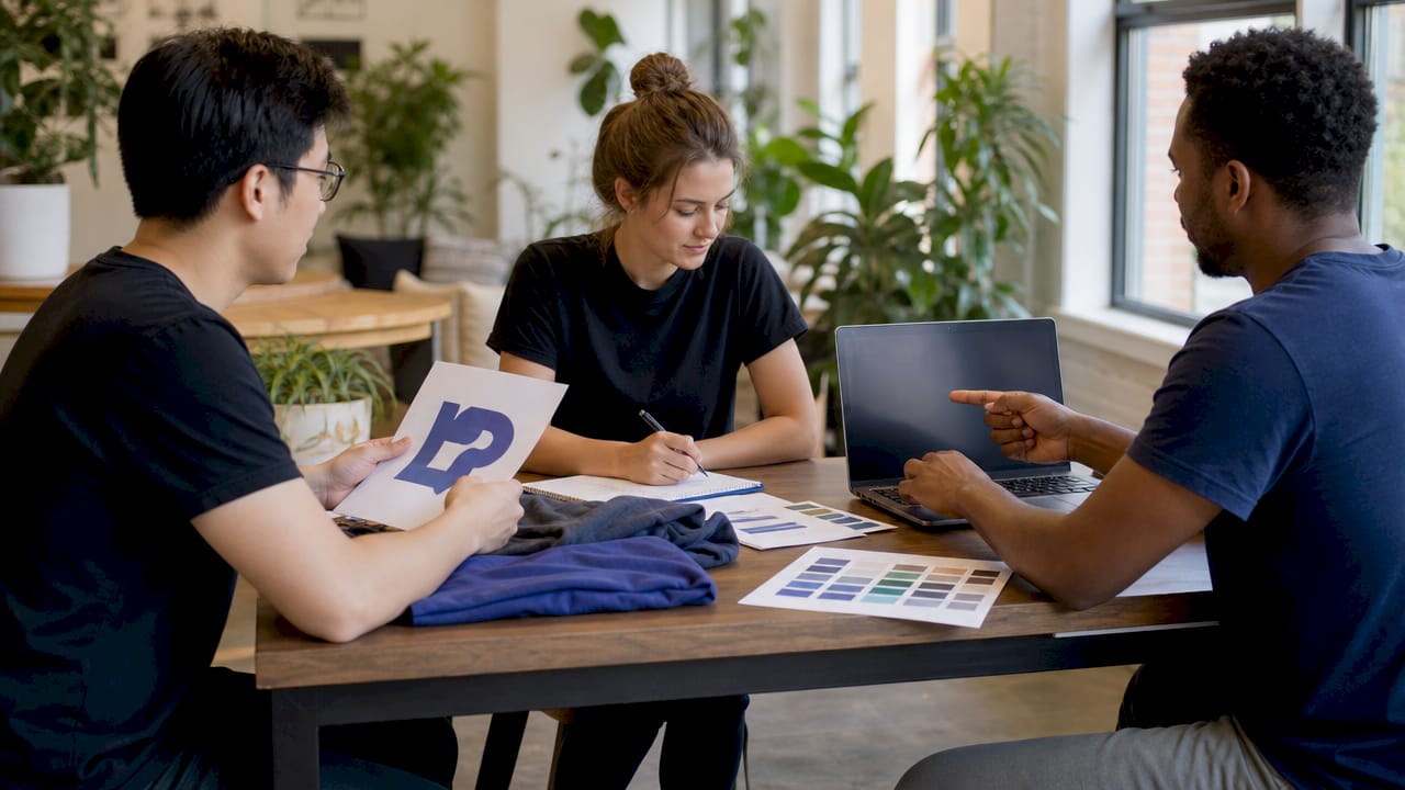 Team planning employee swag store launch