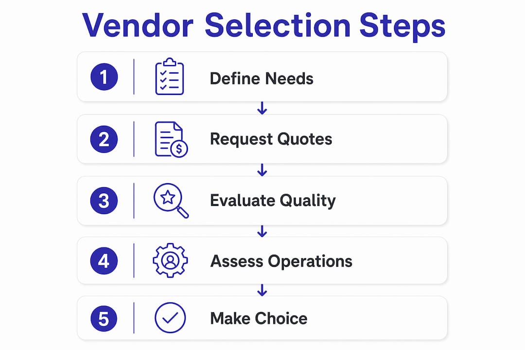 Infographic outlining vendor selection steps
