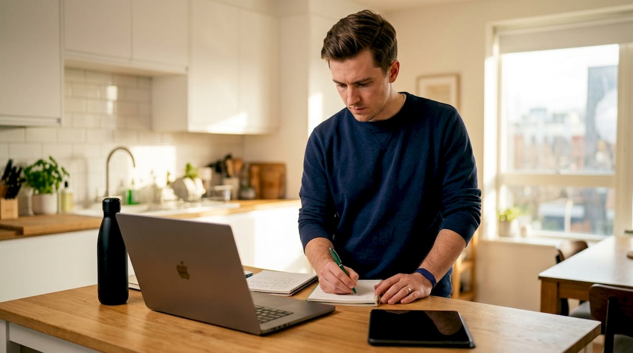 Analyst reviewing digital ad metrics at desk