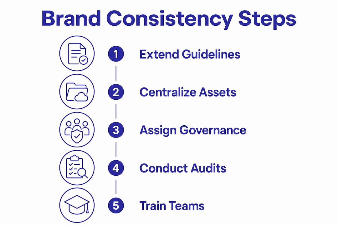 Infographic illustrating brand consistency steps