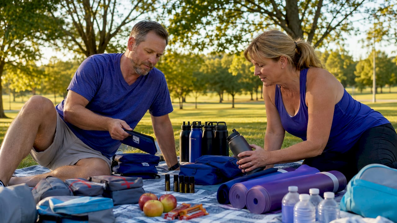 Hands sorting popular wellness giveaway items