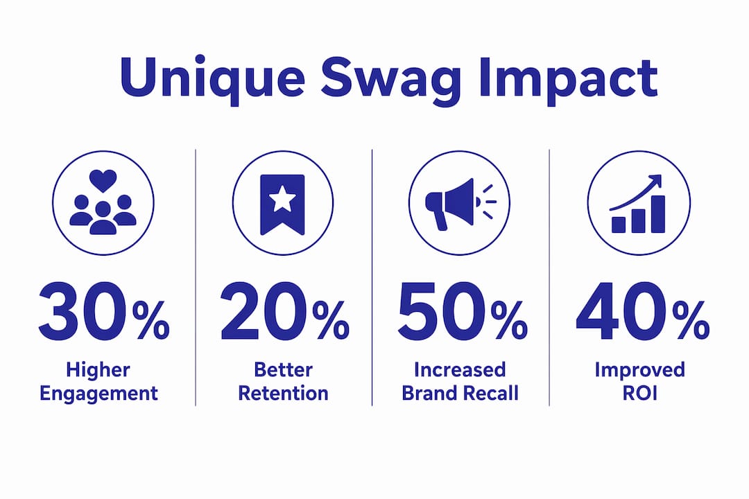 Infographic showing key unique swag benefits
