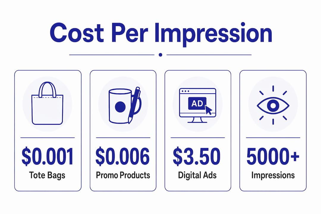 Infographic comparing swag and digital ad cost per impression