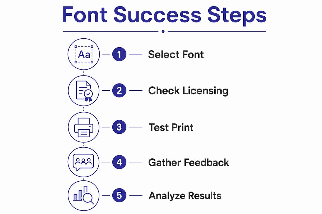 Infographic illustrating font selection process steps