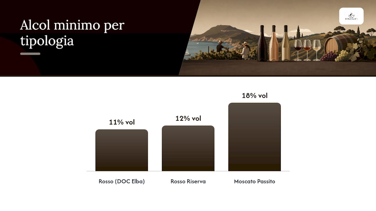 Tabella comparativa delle tipologie e delle caratteristiche dei vini DOC dell’Elba